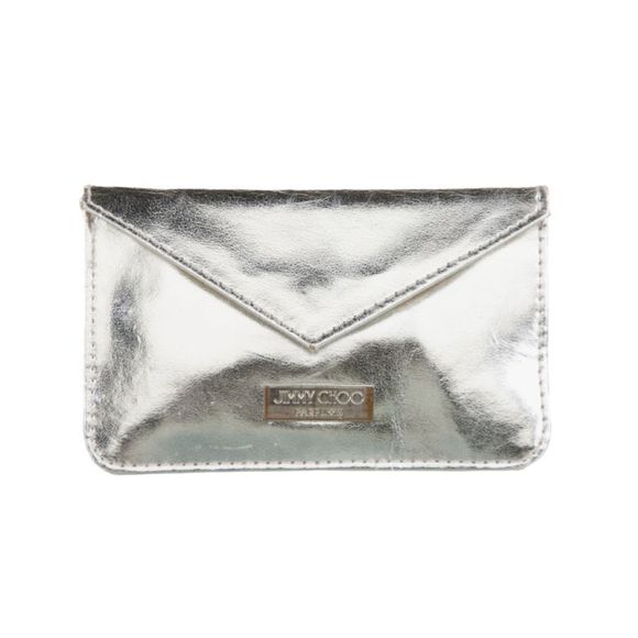 Jimmy Choo Silver Patent Leather Wallet - 5.25”W x 3.25”H x 0.25”D - Picture 1 of 5
